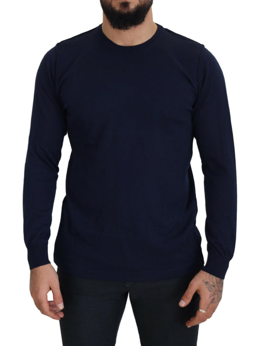 Paolo Pecora MIlano Men's Blue Cotton Crewneck Pullover Sweater