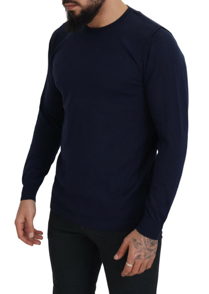 Paolo Pecora MIlano Men's Blue Cotton Crewneck Pullover Sweater