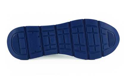 Versace Men's Blue and White Calf Leather Sneakers