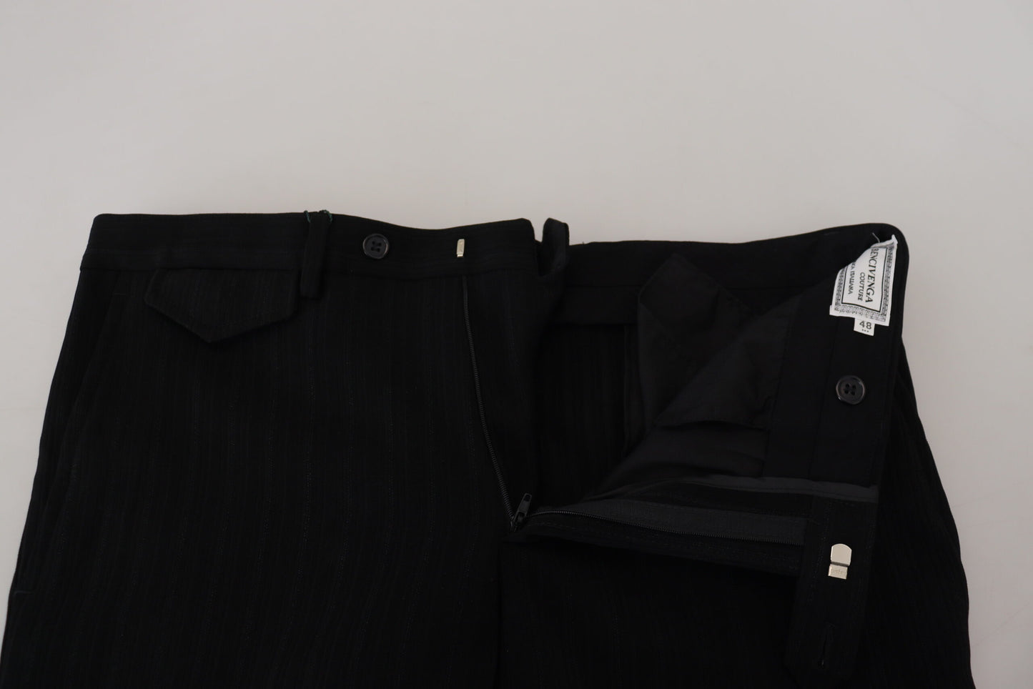 Bencivenga Black Cotton Straight Fit Men Formal Pants