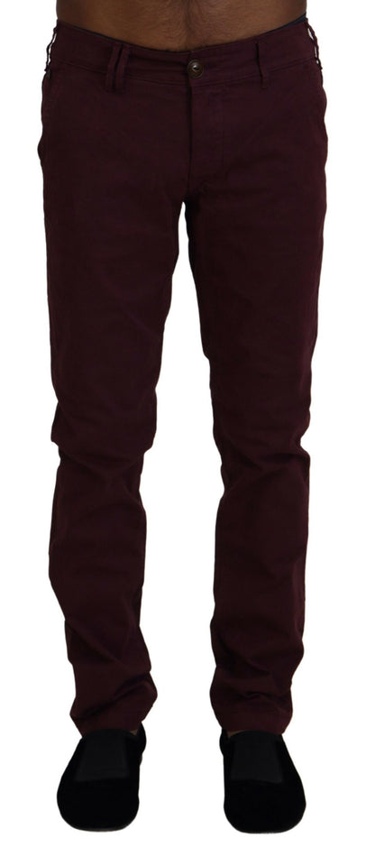 Cycle Maroon Cotton Stretch Skinny Casual Men Pants