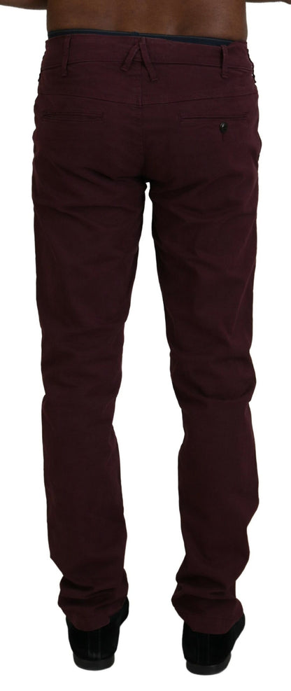 Cycle Maroon Cotton Stretch Skinny Casual Men Pants
