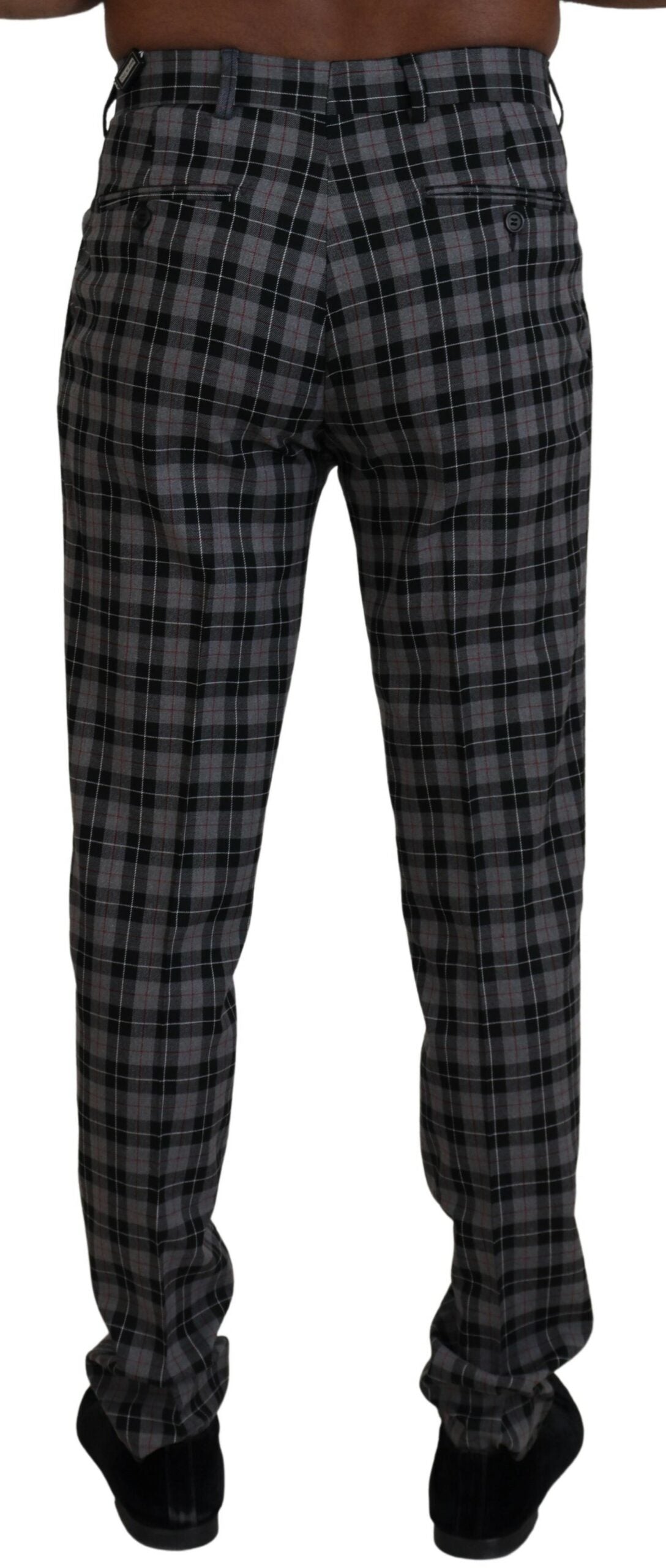 Bencivenga Gray Checkered Slim Fit Men Pants