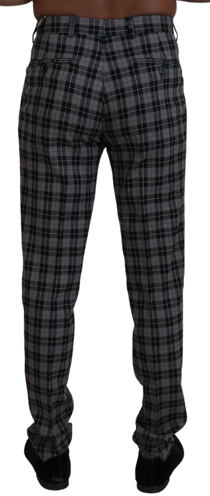 Bencivenga Gray Checkered Slim Fit Men Pants