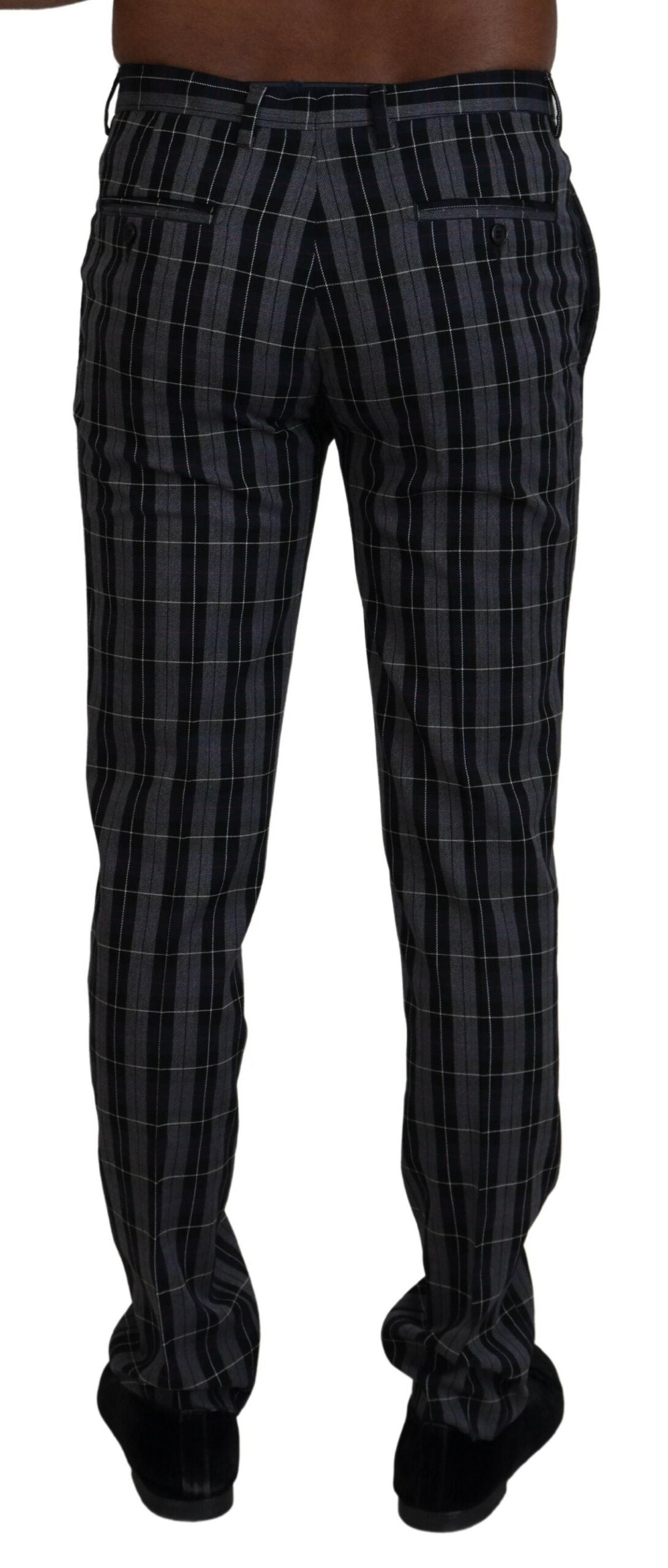 Bencivenga Gray Checkered Slim Fit Men Pants