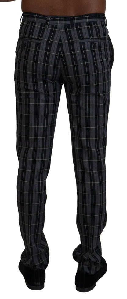 Bencivenga Gray Checkered Slim Fit Men Pants