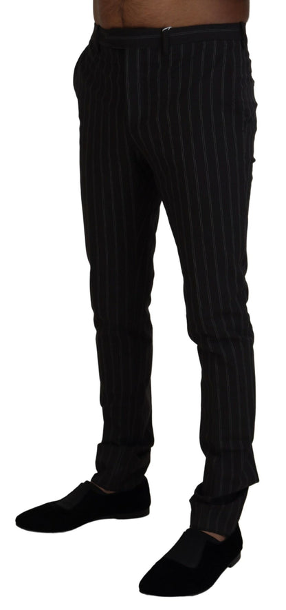 Bencivenga Black Stripes Viscose Dress Pants