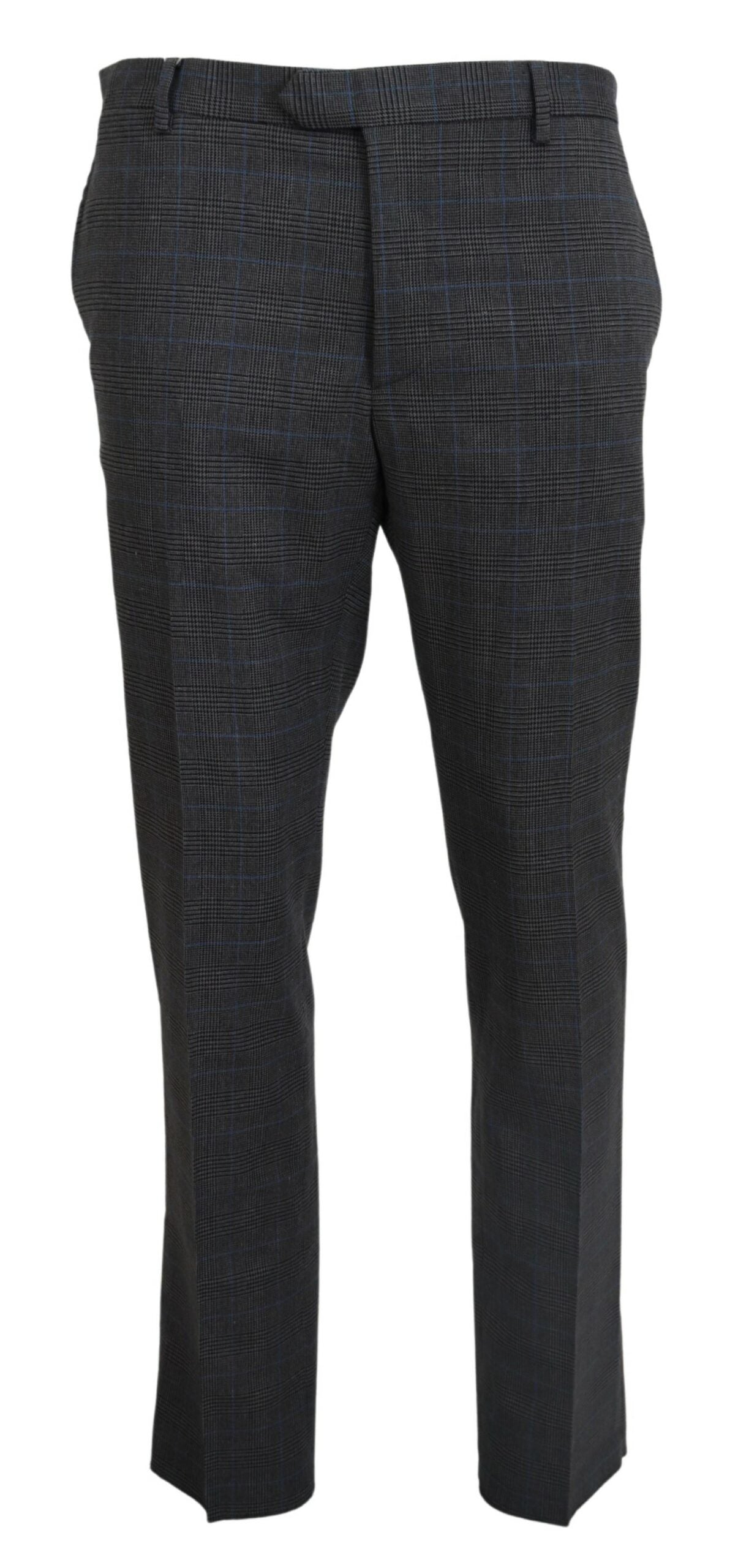 Bencivenga Gray Checkered Wool Dress Formal Pants