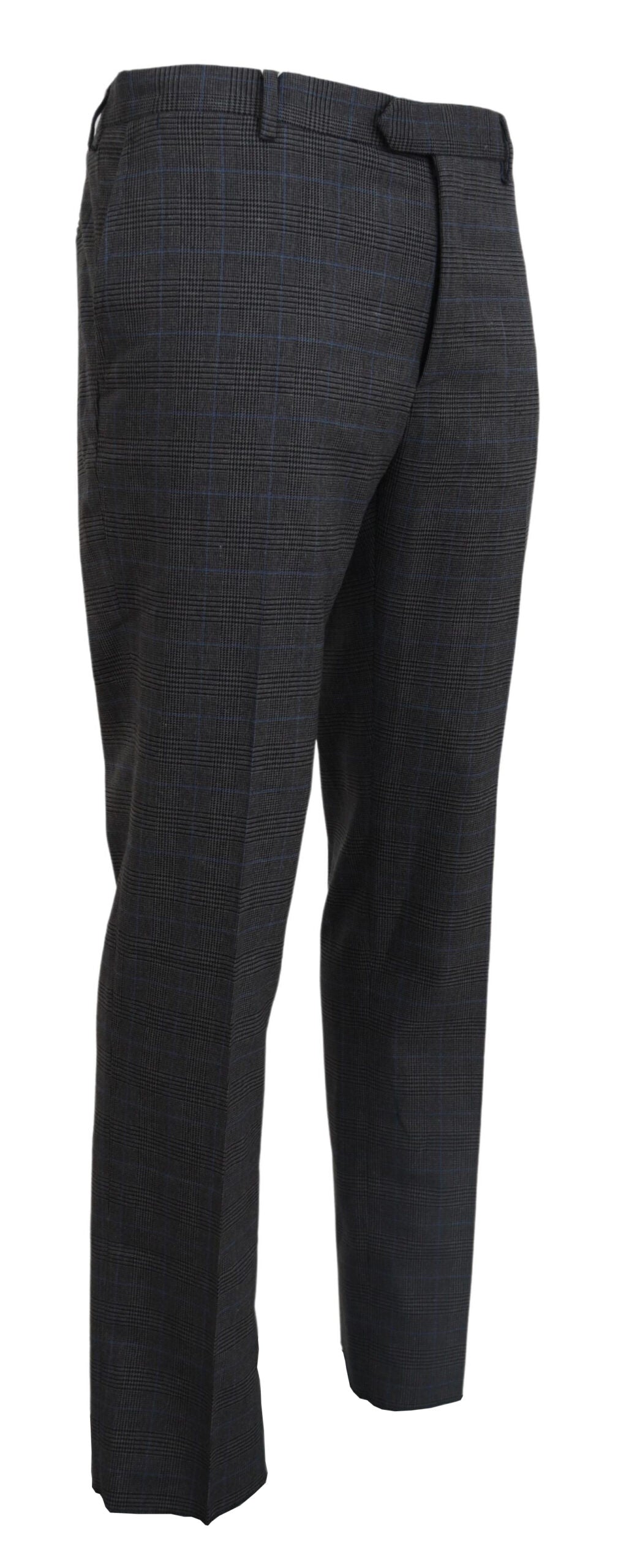 Bencivenga Gray Checkered Wool Dress Formal Pants