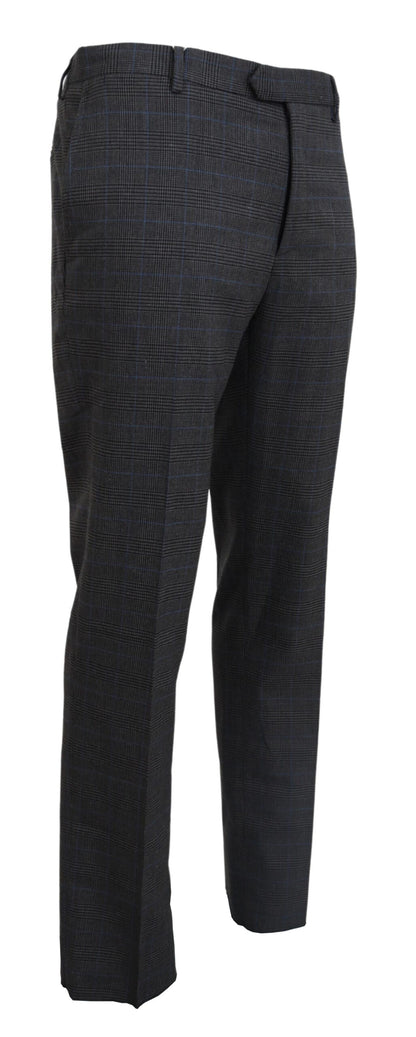 Bencivenga Gray Checkered Wool Dress Formal Pants