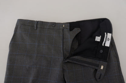 Bencivenga Gray Checkered Wool Dress Formal Pants