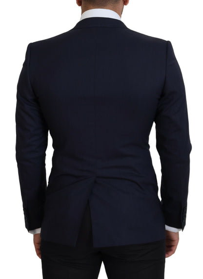 Dolce & Gabbana Men's Blue Wool Slim Fit Formal Coat Blazer