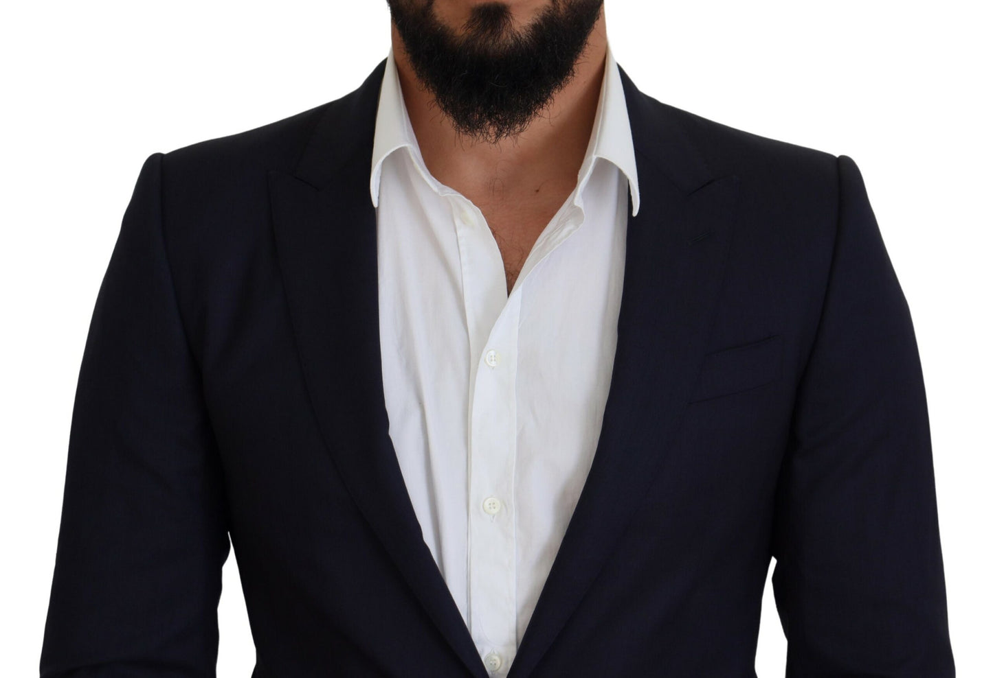 Dolce & Gabbana Men's Blue Wool Slim Fit Formal Coat Blazer