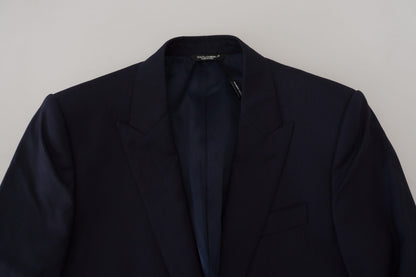 Dolce & Gabbana Men's Blue Wool Slim Fit Formal Coat Blazer