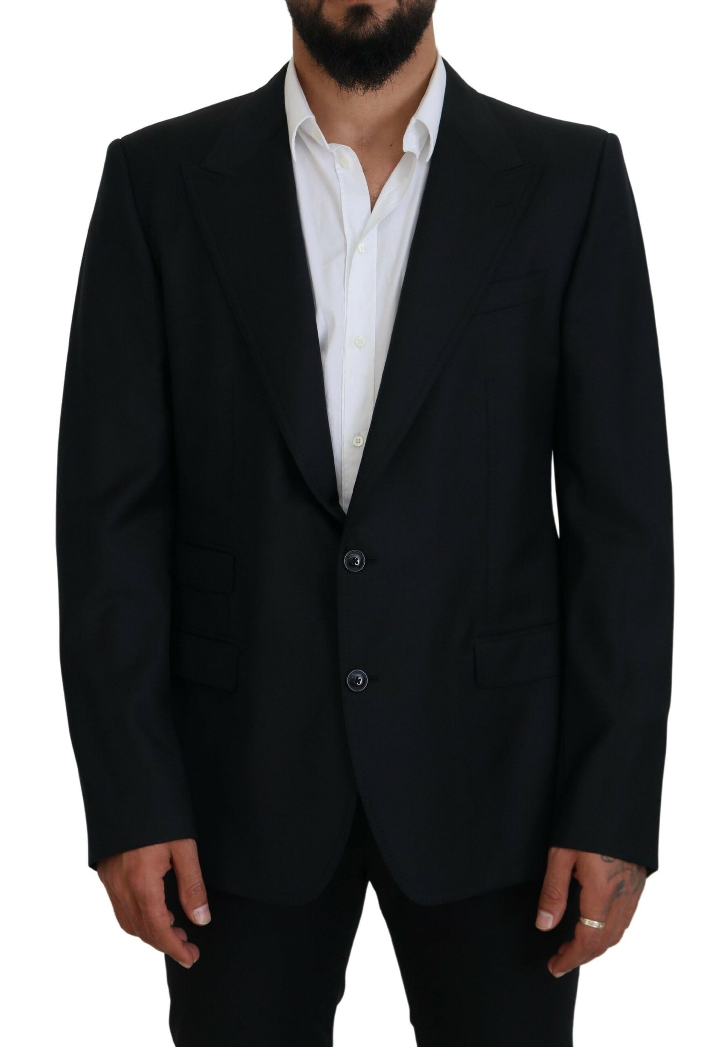 Dolce & Gabbana Men's Dark Blue Wool Formal Sicilia Blazer
