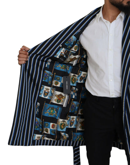 Dolce & Gabbana Men's Black Blue Martini Printed Lining Robe