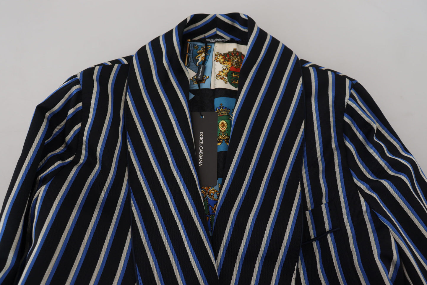 Dolce & Gabbana Men's Black Blue Martini Printed Lining Robe