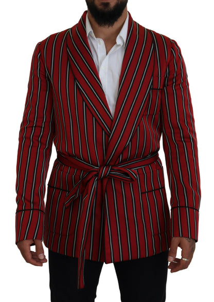 Dolce & Gabbana Men's Red Striped Martini Printed Lining Robe