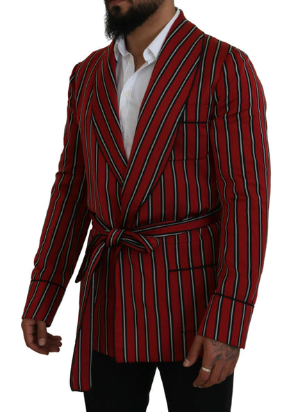 Dolce & Gabbana Men's Red Striped Martini Printed Lining Robe