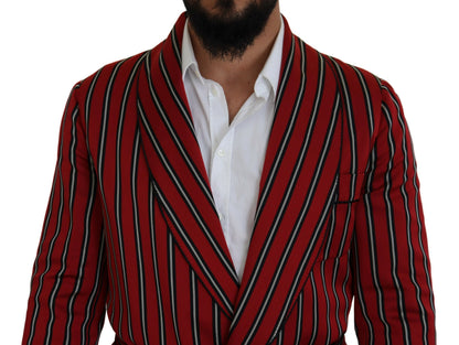 Dolce & Gabbana Men's Red Striped Martini Printed Lining Robe