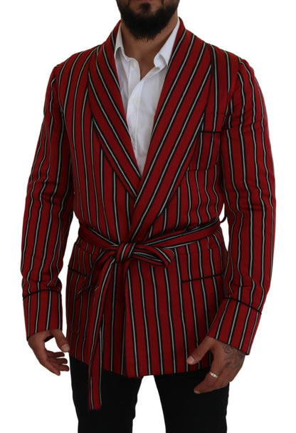 Dolce & Gabbana Men's Red Striped Martini Printed Lining Robe