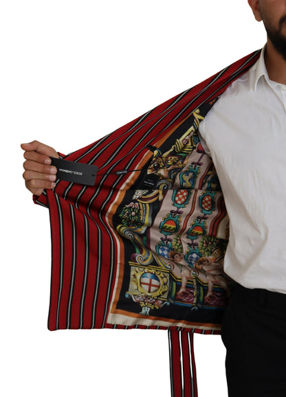 Dolce & Gabbana Men's Red Striped Martini Printed Lining Robe