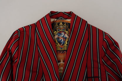 Dolce & Gabbana Men's Red Striped Martini Printed Lining Robe