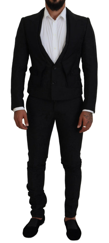 Dolce & Gabbana Men's Black Polyester Men 2 Piece MARTINI Suit