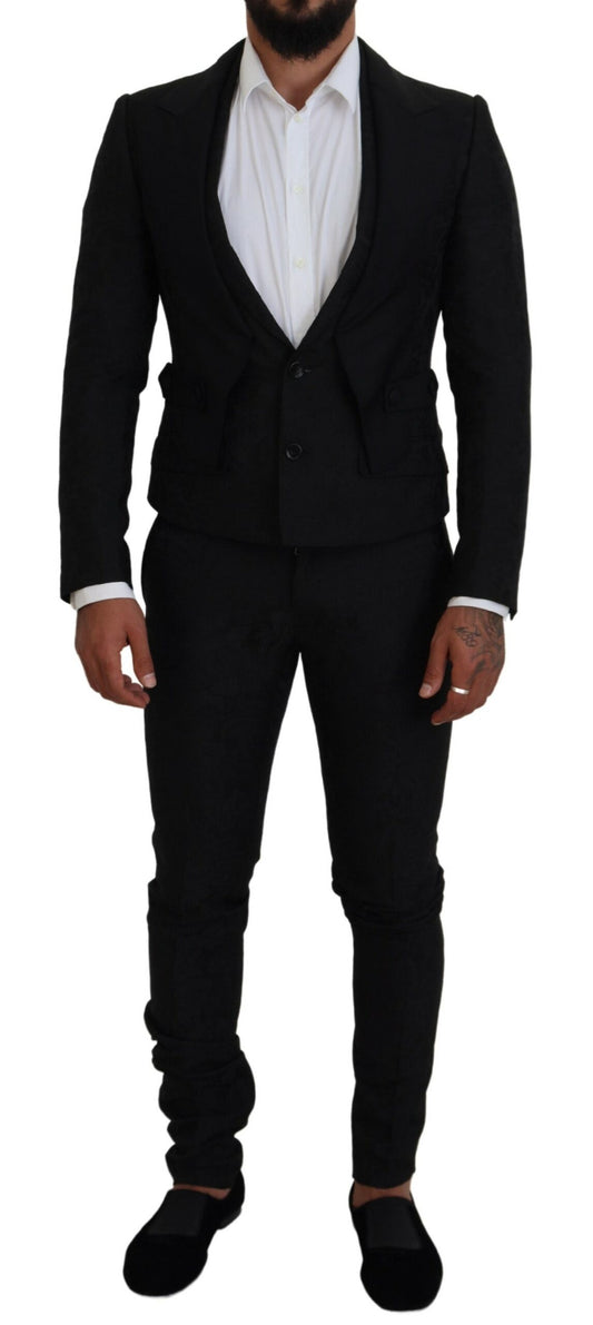Dolce & Gabbana Men's Black Polyester Men 2 Piece MARTINI Suit