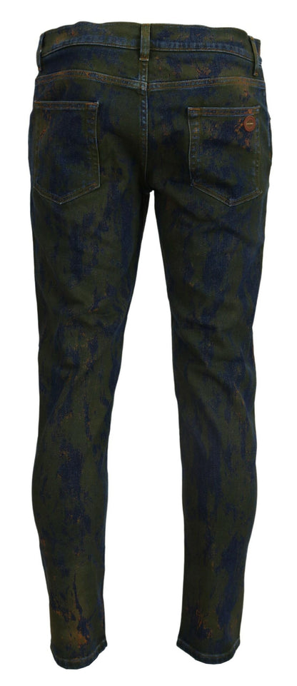 Dolce & Gabbana Men's Blue Green Skinny Cotton Denim Jeans