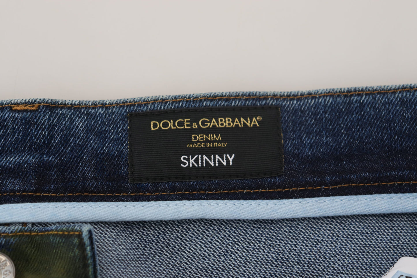 Dolce & Gabbana Men's Blue Green Skinny Cotton Denim Jeans