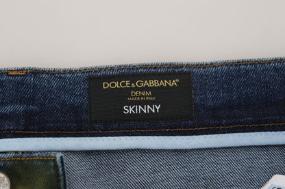 Dolce & Gabbana Men's Blue Green Skinny Cotton Denim Jeans