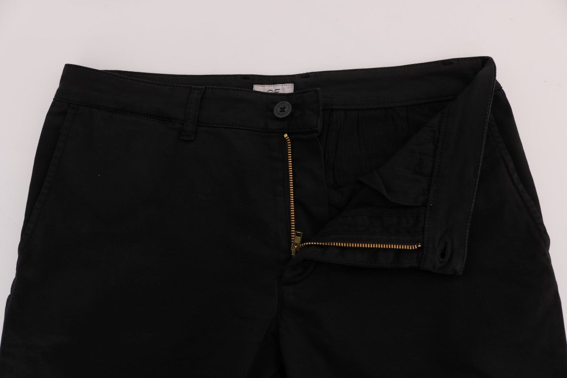 Black Cotton Stretch Chinos Pants