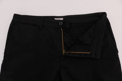 Black Cotton Stretch Chinos Pants