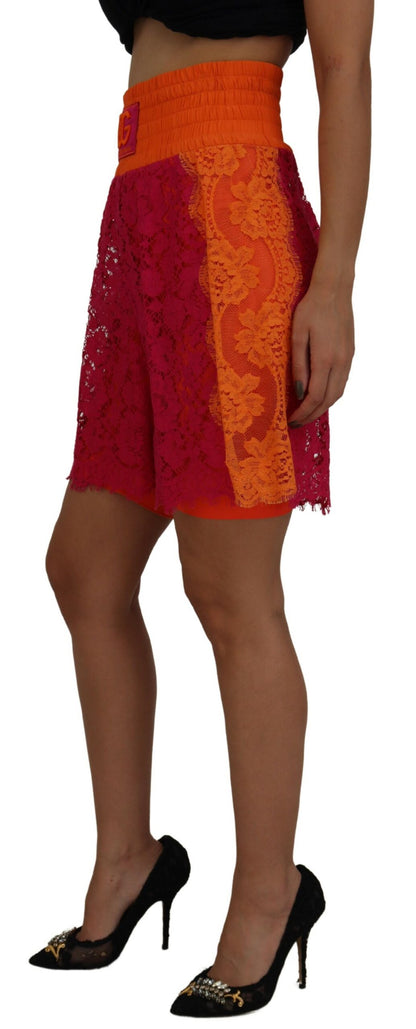 Elegant Lace High-Waist Shorts in Dual-Tones by Dolce & Gabbana