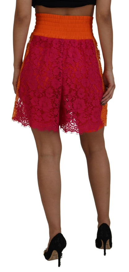 Elegant Lace High-Waist Shorts in Dual-Tones by Dolce & Gabbana