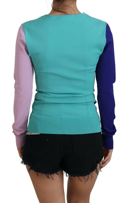 Dolce & Gabbana Multicolor V-neck Viscose Long Sleeves Sweater