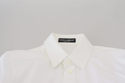 Dolce & Gabbana White Cotton Collared Long Sleeves Formal Top