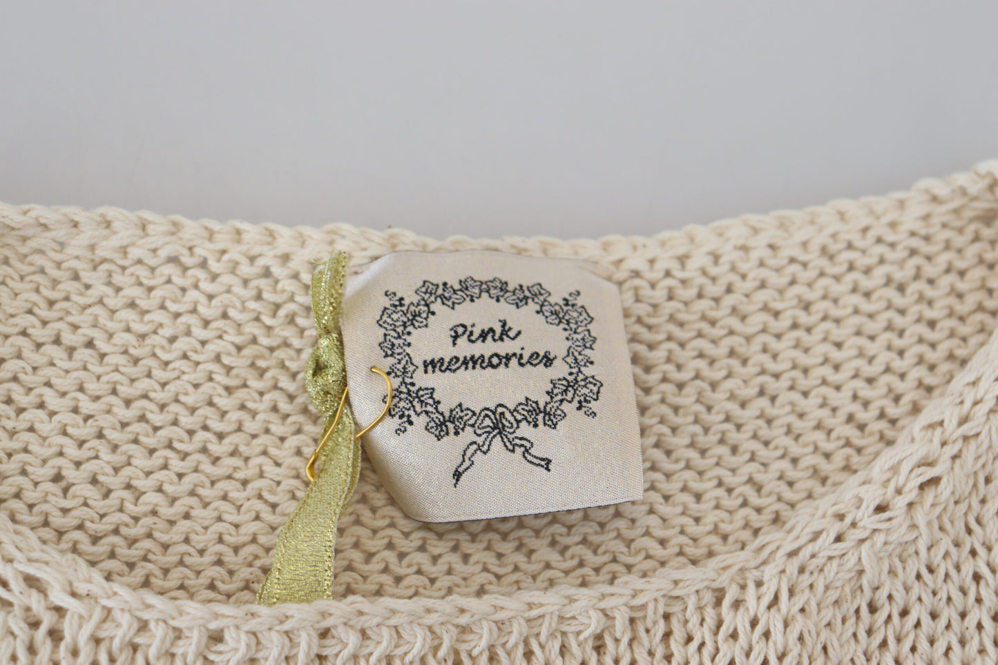 Pink Memories Beige Cotton Blend Sleeveless Round Neck Tank Top