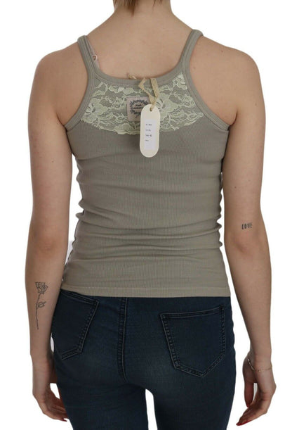 Pink Memories Beige Sleeveless Spaghetti Strap Tank Blouse