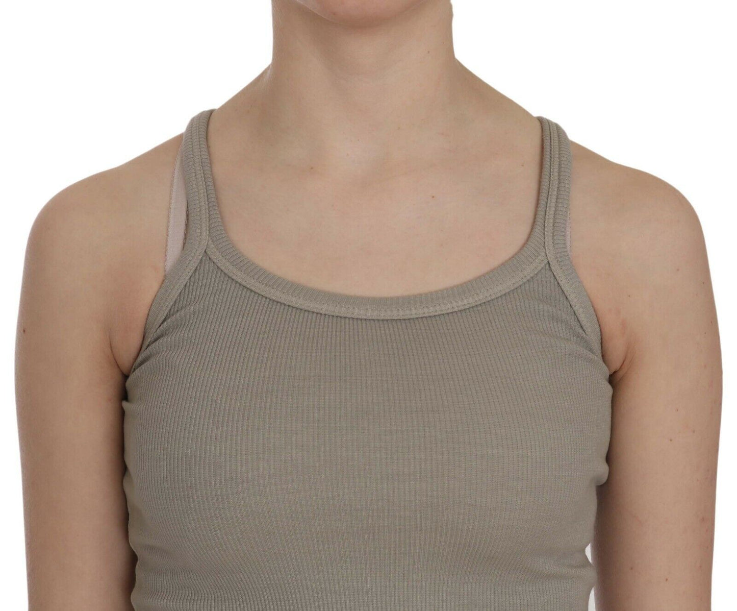 Pink Memories Beige Sleeveless Spaghetti Strap Tank Blouse