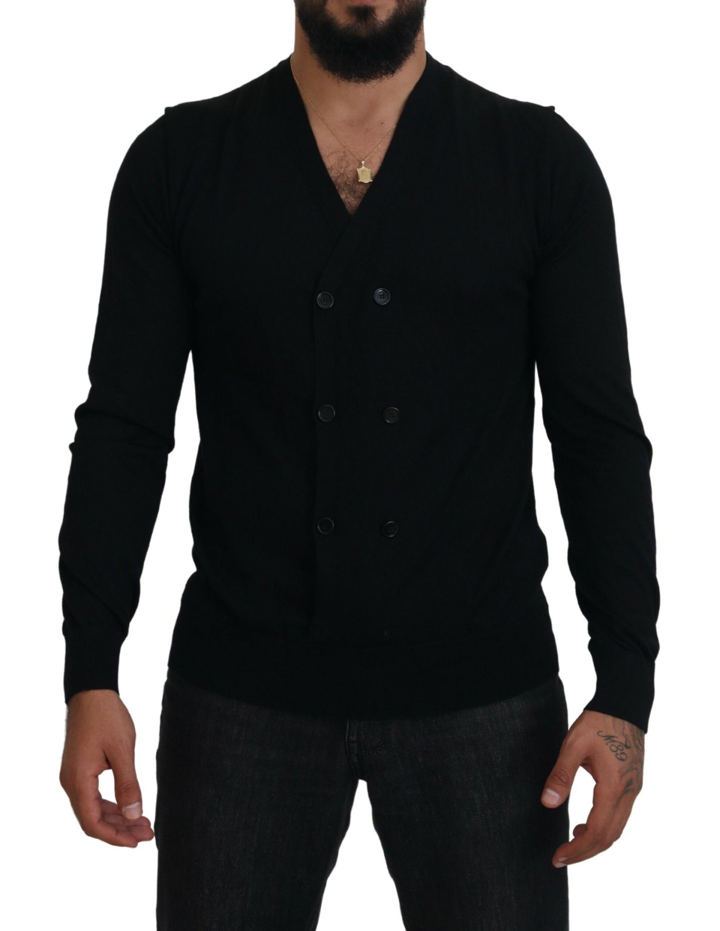 Dolce & Gabbana Men's Black Cashmere Button Down Cardigan Sweater