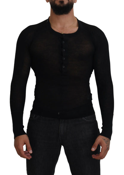 Dolce & Gabbana Men's Black Cashmere Button Pullover Sweater