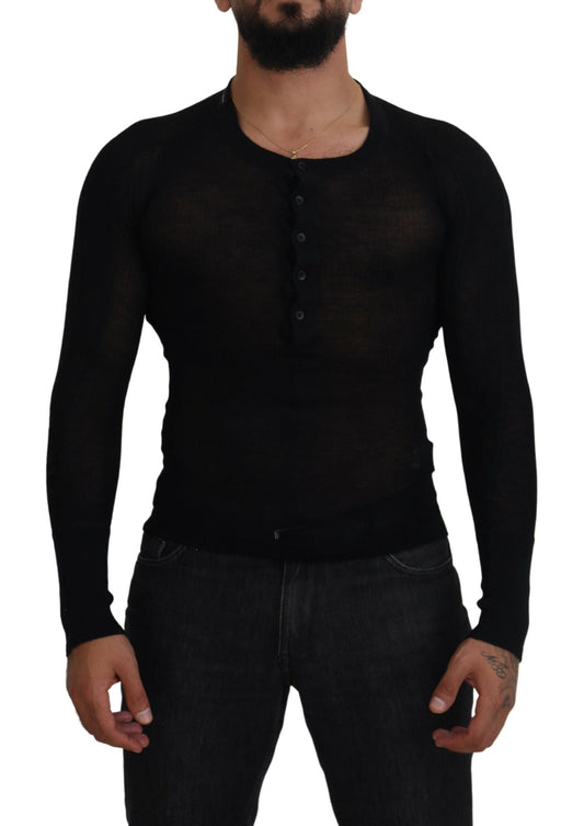 Dolce & Gabbana Men's Black Cashmere Button Pullover Sweater