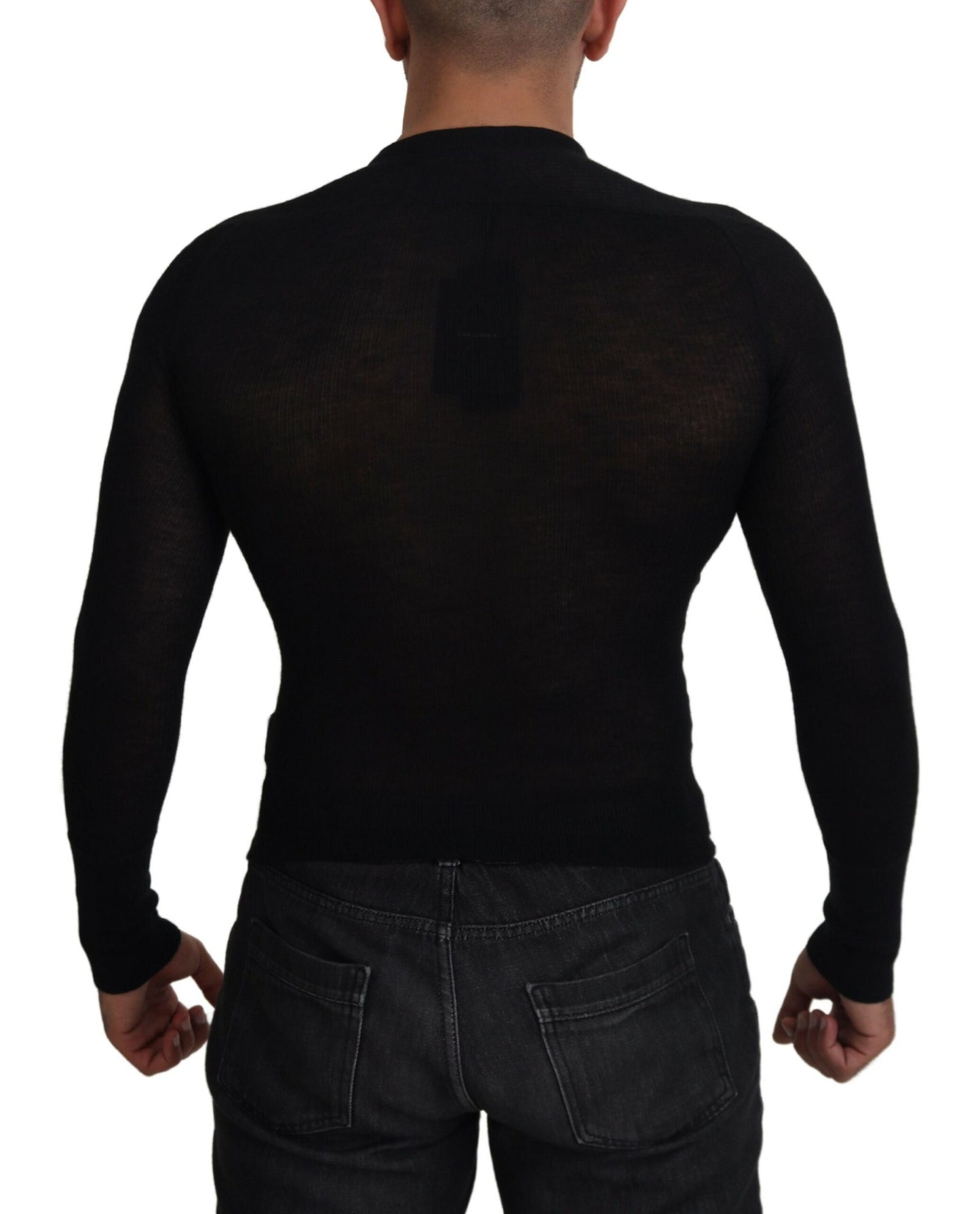 Dolce & Gabbana Men's Black Cashmere Button Pullover Sweater