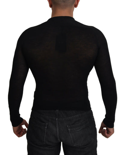 Dolce & Gabbana Men's Black Cashmere Button Pullover Sweater