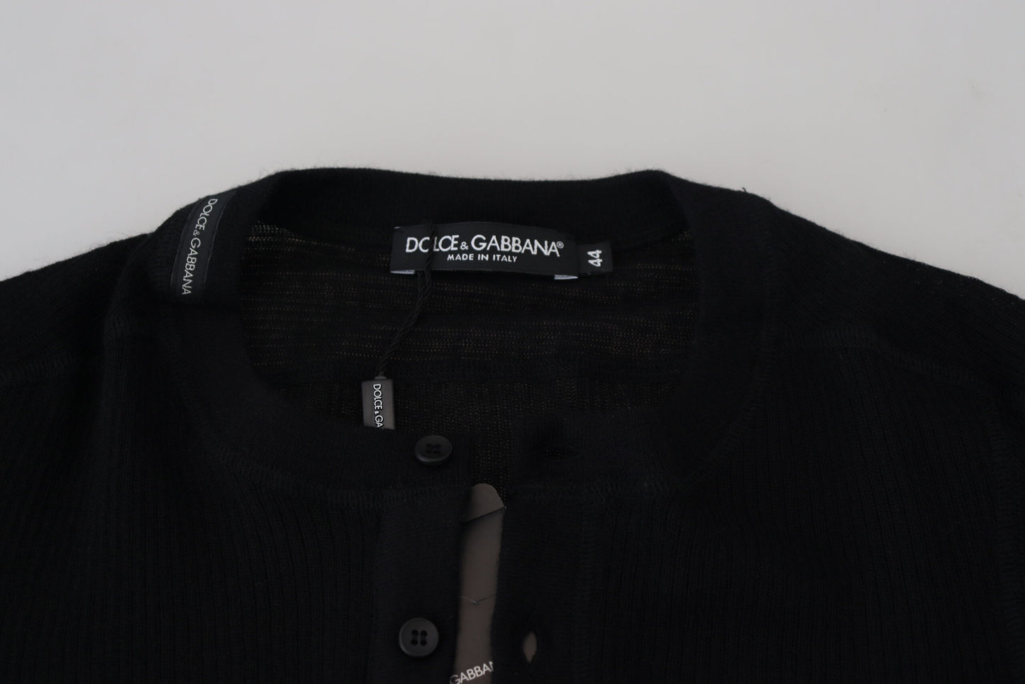 Dolce & Gabbana Men's Black Cashmere Button Pullover Sweater
