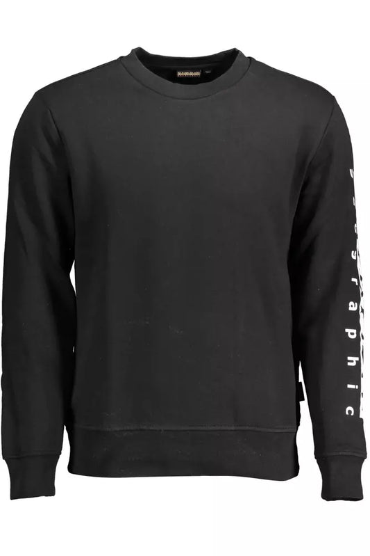 Sweatshirt by Napapijri for men in cotton polyester black & print presents a smart casual silhouette, featuring a smart casual round neckline and for a sophisticated look.
