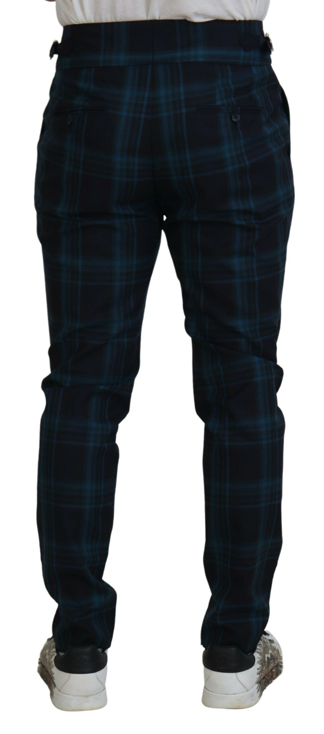 Dolce & Gabbana Men's Blue Purple Plaid Wool Trousers Pants