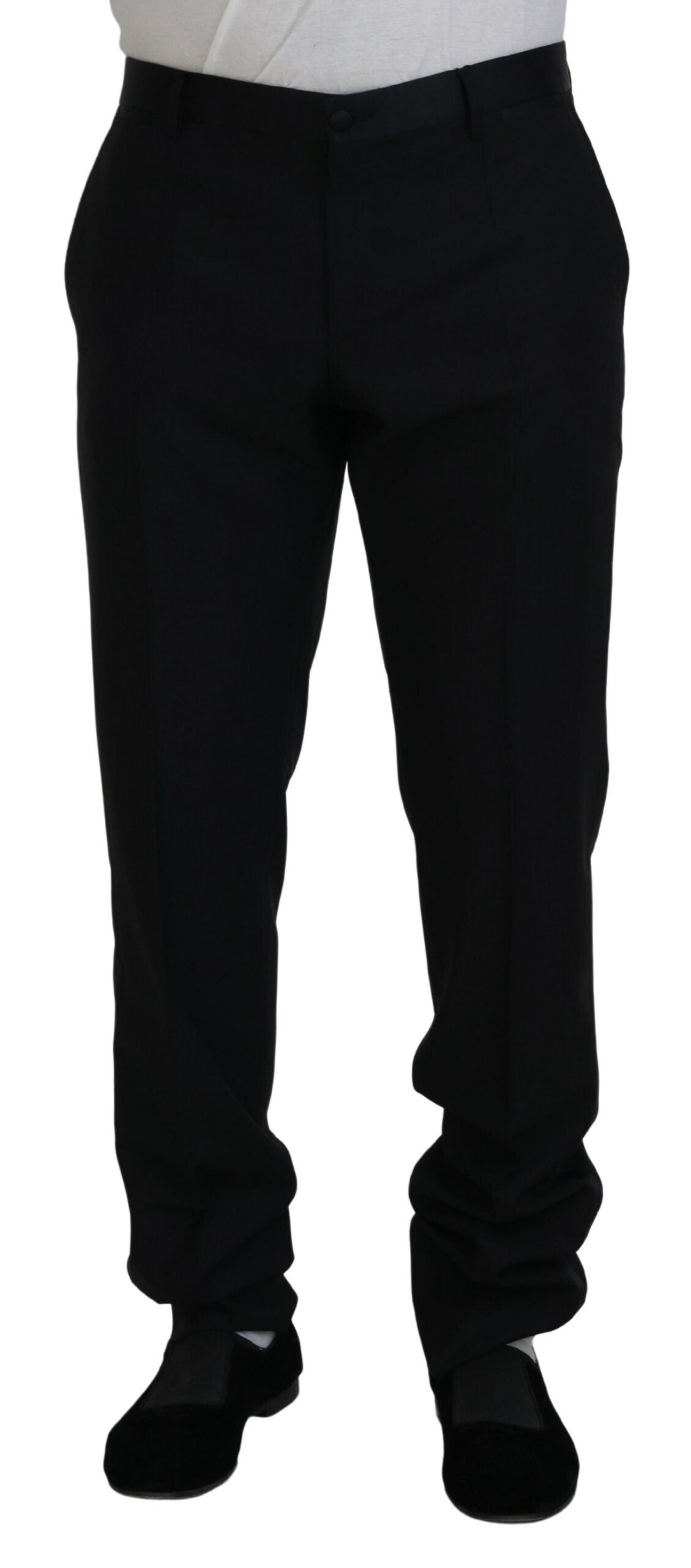 Dolce & Gabbana Men's Black Dress Wool Silk Trouser Pants